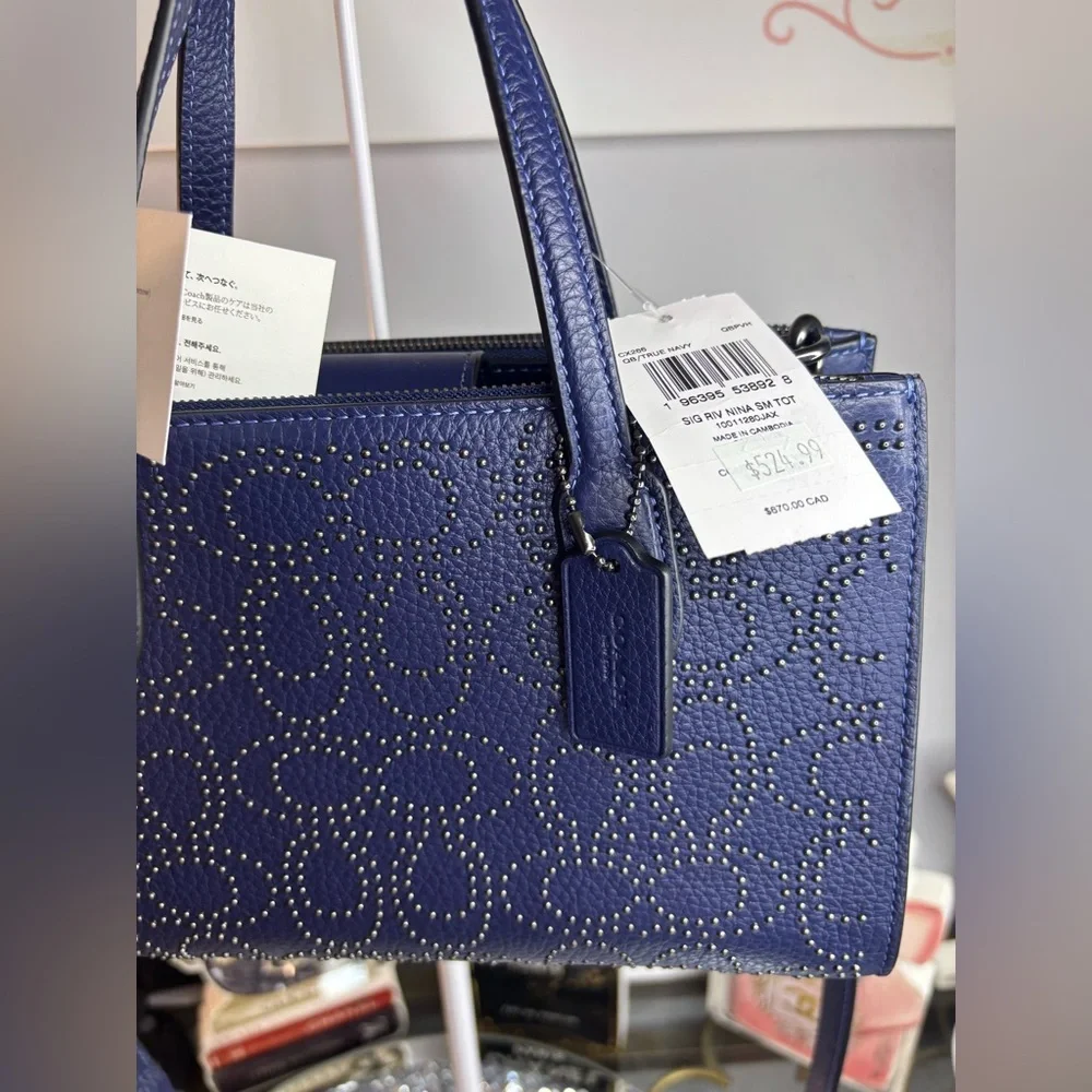 Coach Blue Textured Crossbody Bag with Adjustable Strap - Picture 2 of 15